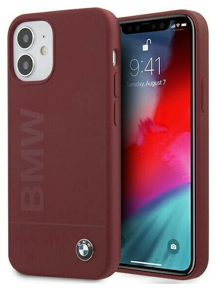 Чехол BMW для iPhone 12 mini (5.4) Signature Liquid silicone Laser logo HardRed BMHCP12SSLBLRE