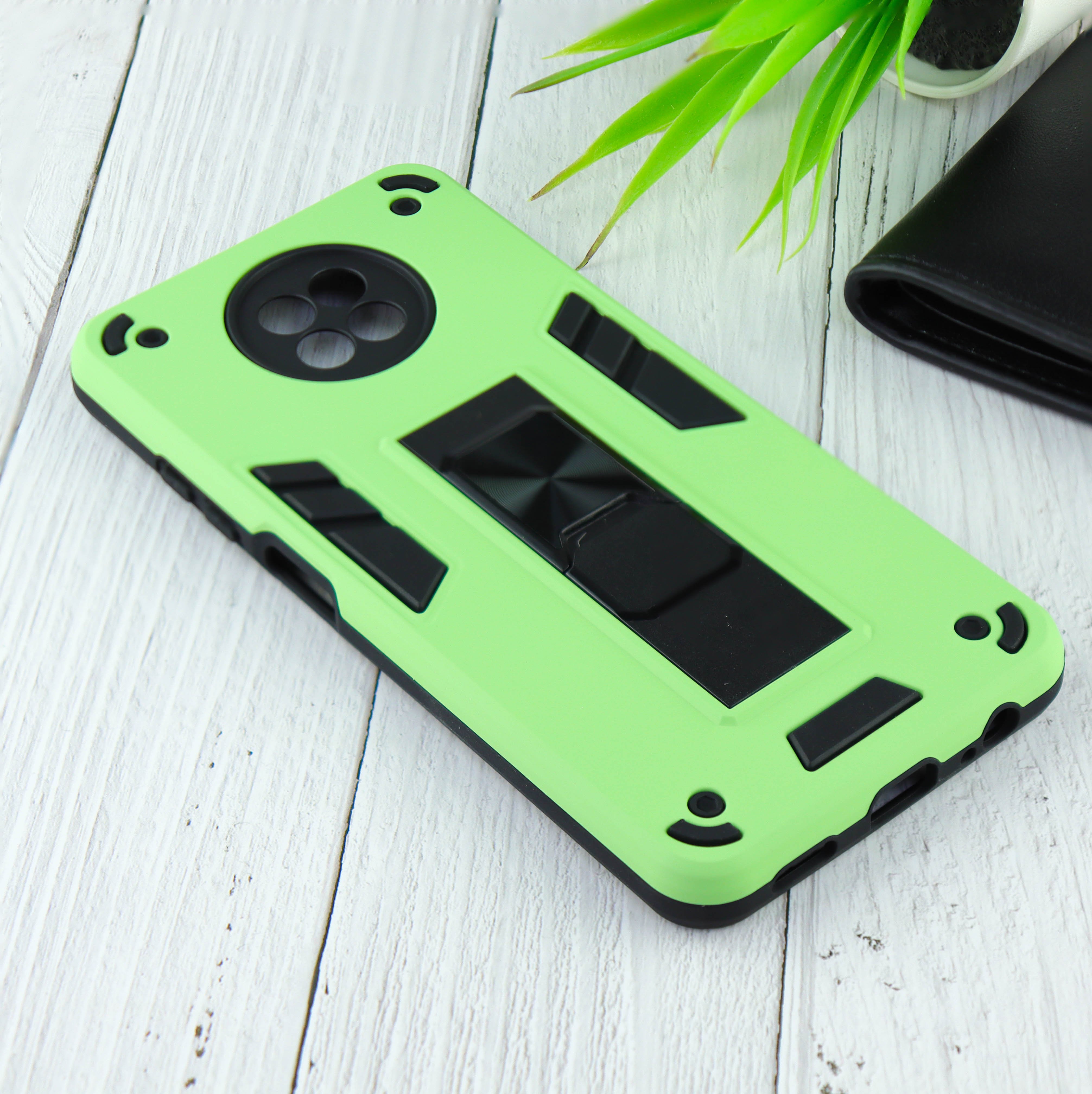 Чехол для Xiaomi Redmi Note 9T противоударный с подставкой и магнитом салатовый