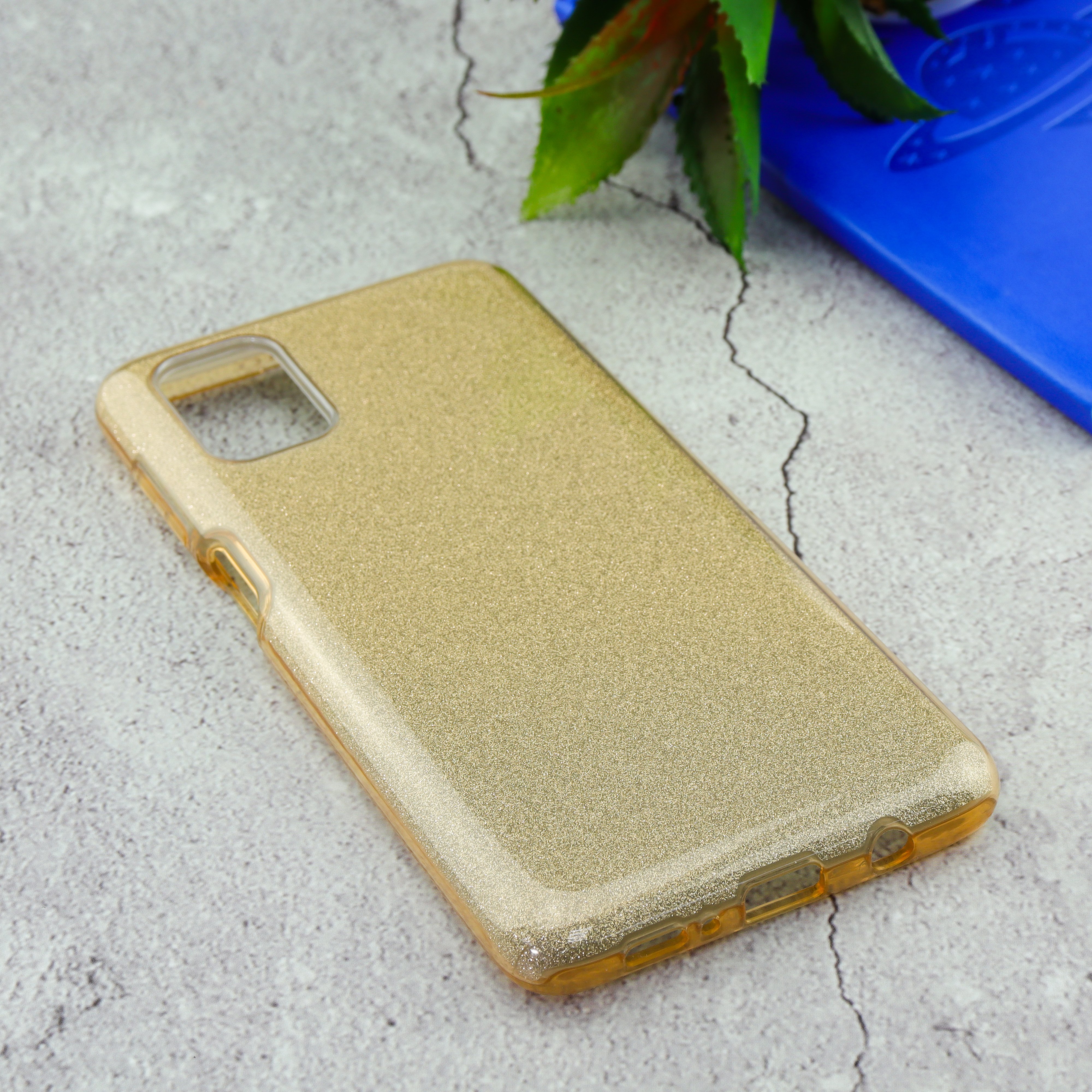 Чехол для Samsung Galaxy M51 силиконовый блестящий, золотой