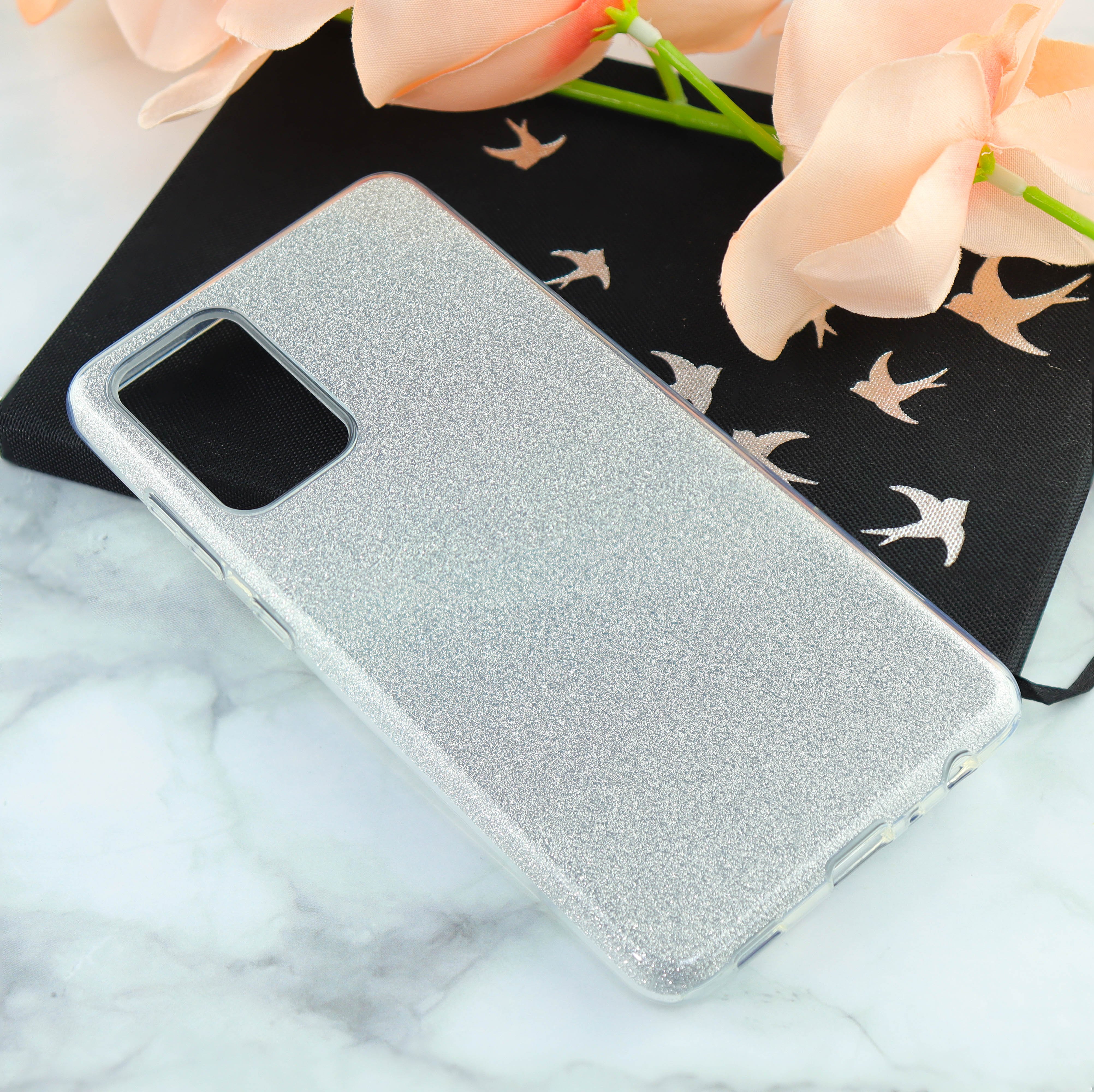 Накладка силиконовая блестящая для Samsung Galaxy A72 серебряный
