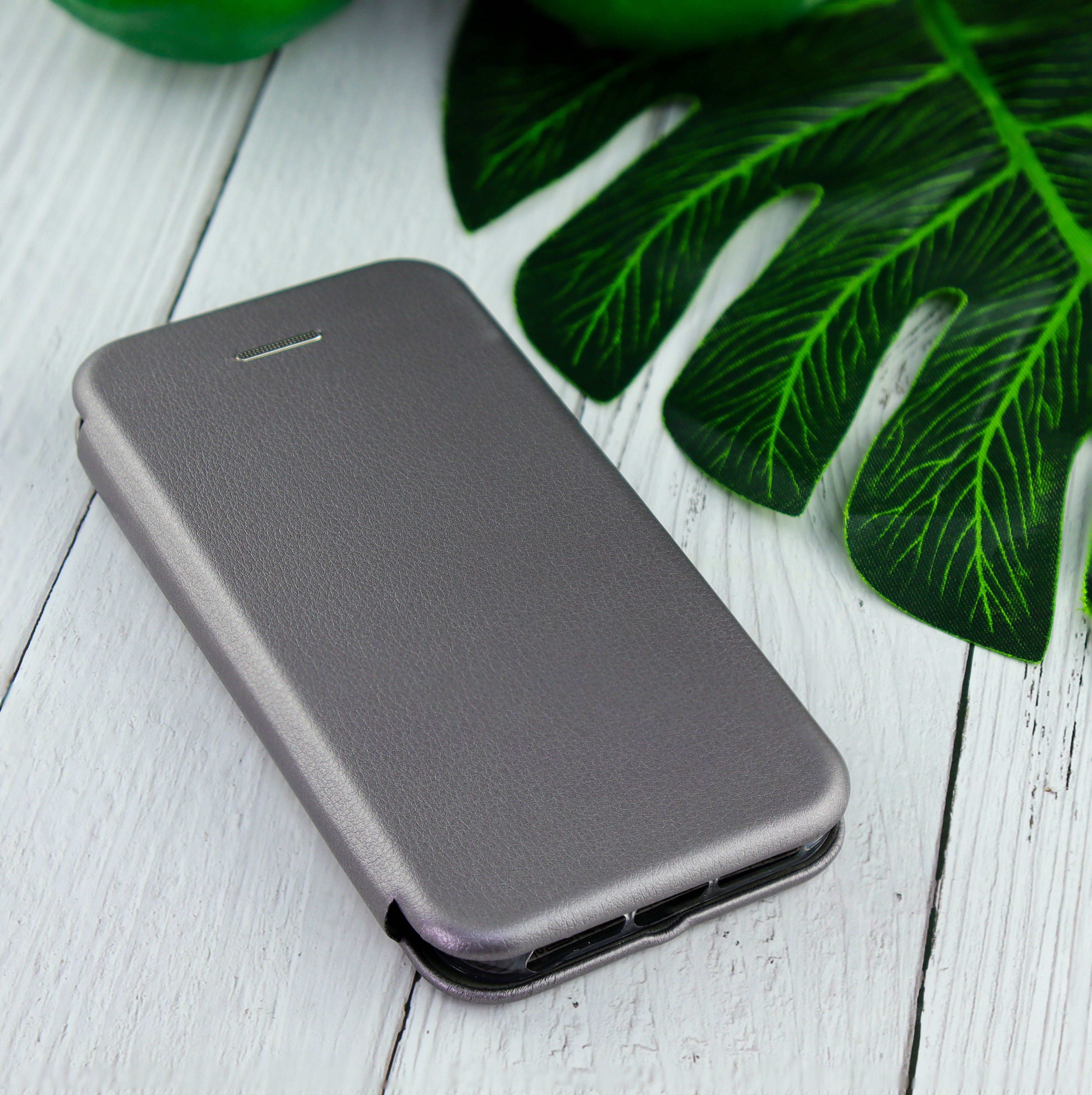 Чехол книга на силиконовой основе и магните для iPhone 5G/5S/5SE Book, с округленными краями, серебряный