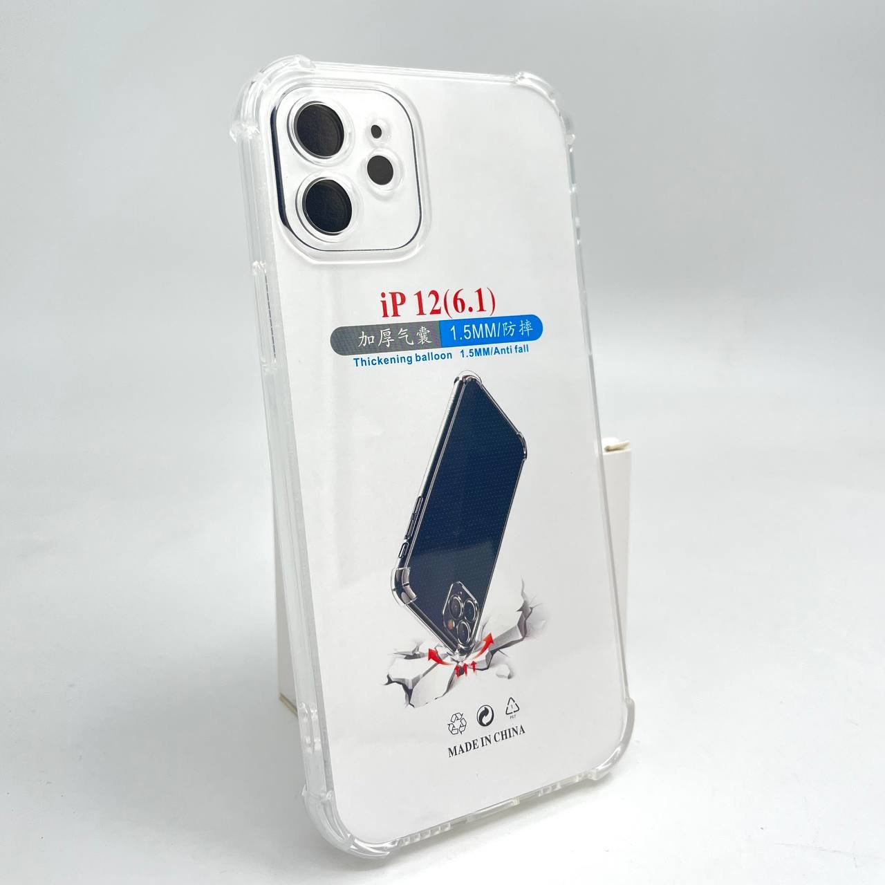 Накладка iPhone 12 силикон/усиленные углы/прозрачная, бесцветный, техническая упаковка