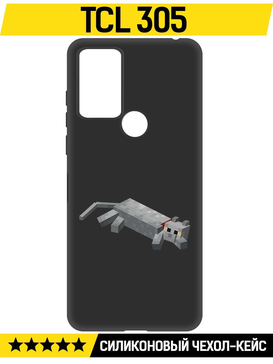 Чехол-накладка Krutoff Soft Case Minecraft-Кошка для TCL 305 черный