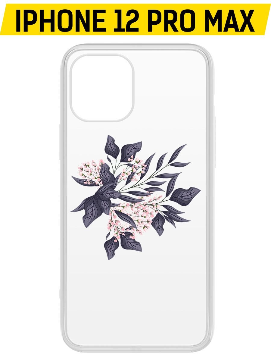 Чехол-накладка Clear Case Розовые бутоны для iPhone 12 Pro Max