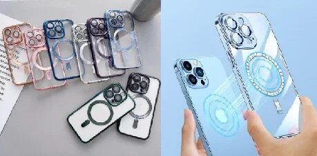 Силикон ELECTROPLATE Magsafe для iPhone 14 PRO 6.1" (2022) серебро