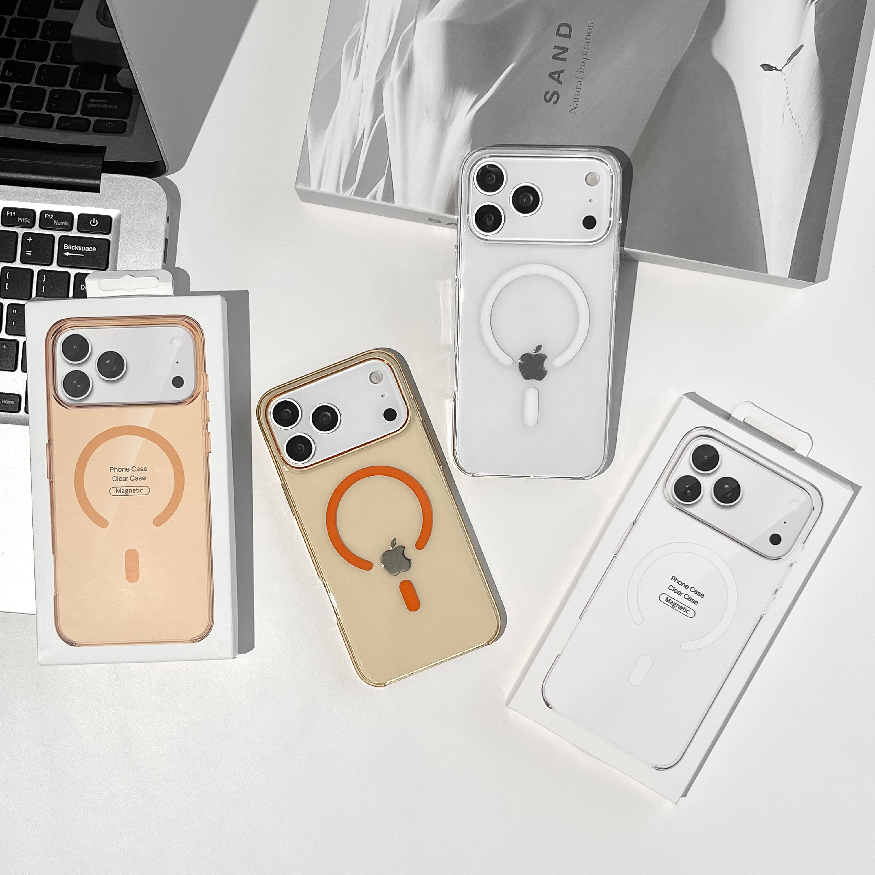 Чехол пластиковый Magsafe прозрачный iPhone 17 Pro Оранжевый