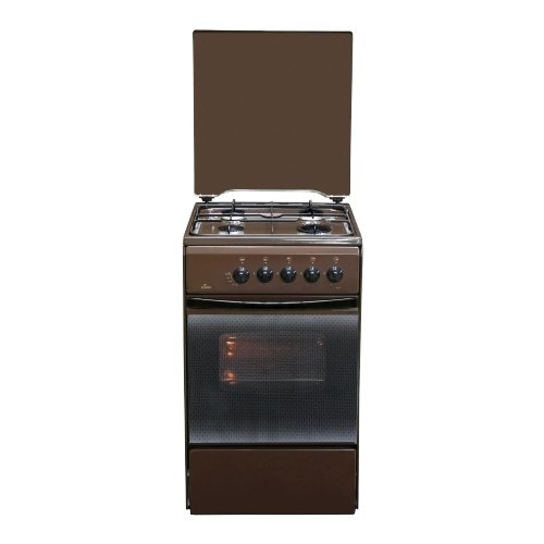 Плита Газовая Flama RG 2401 В коричневый реш.сталь, 85x50x60см, 4 конфороки, духовка 50л