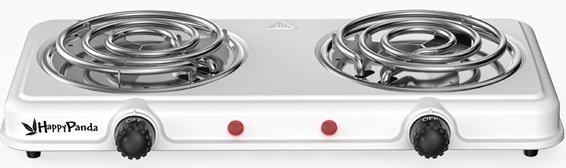 Настольная плитка Happy Panda HP-03W 2000Вт 132/132мм 2конф/спир бел