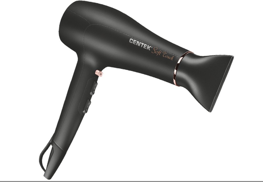 Фен Centek CT-2240 (черн/золот) 2200Вт, диффузор 2 скорости, 3 режима, холодный обдув, Soft Touch