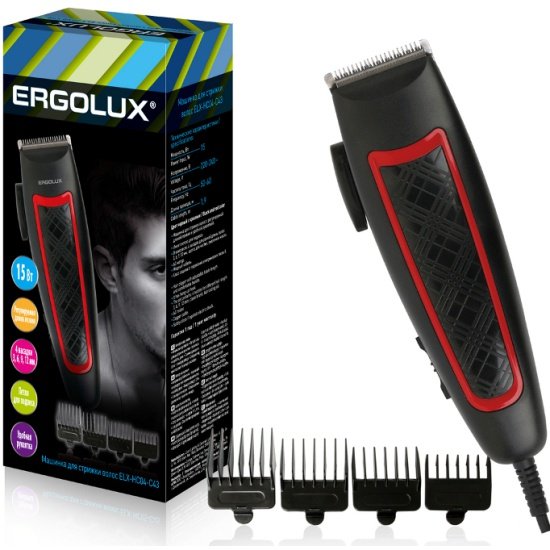 Машинка для стрижки Ergolux ELX-HC04-C43 черн. с красн.