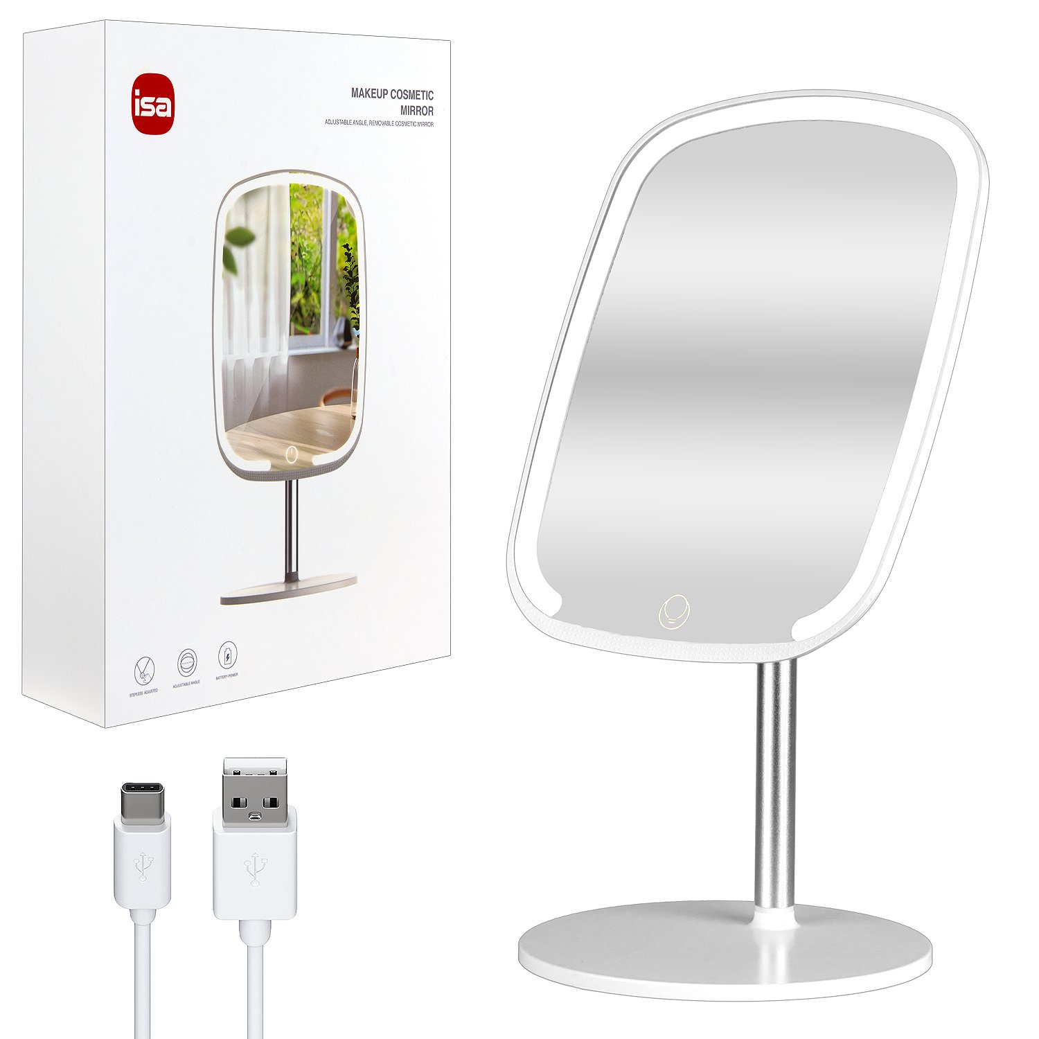 Настольное зеркало для макияжа с подсветкой ML-05 ISA (White)