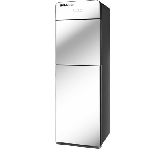 Кулер для воды SONNEN FSE-03G, напольный, нагрев/охлаждение электронное, нижняя загрузка, 3 крана, зеркальный