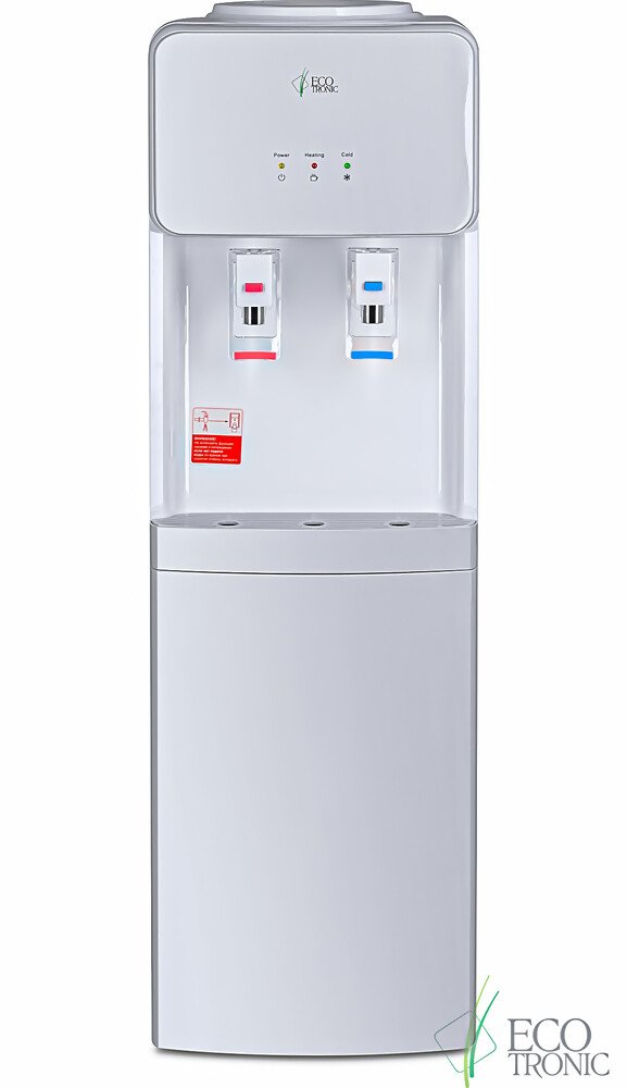Кулер для воды ECOTRONIC J21-LCE напольный, нагрев/охлаждение электронное, шкаф, 2 крана белый