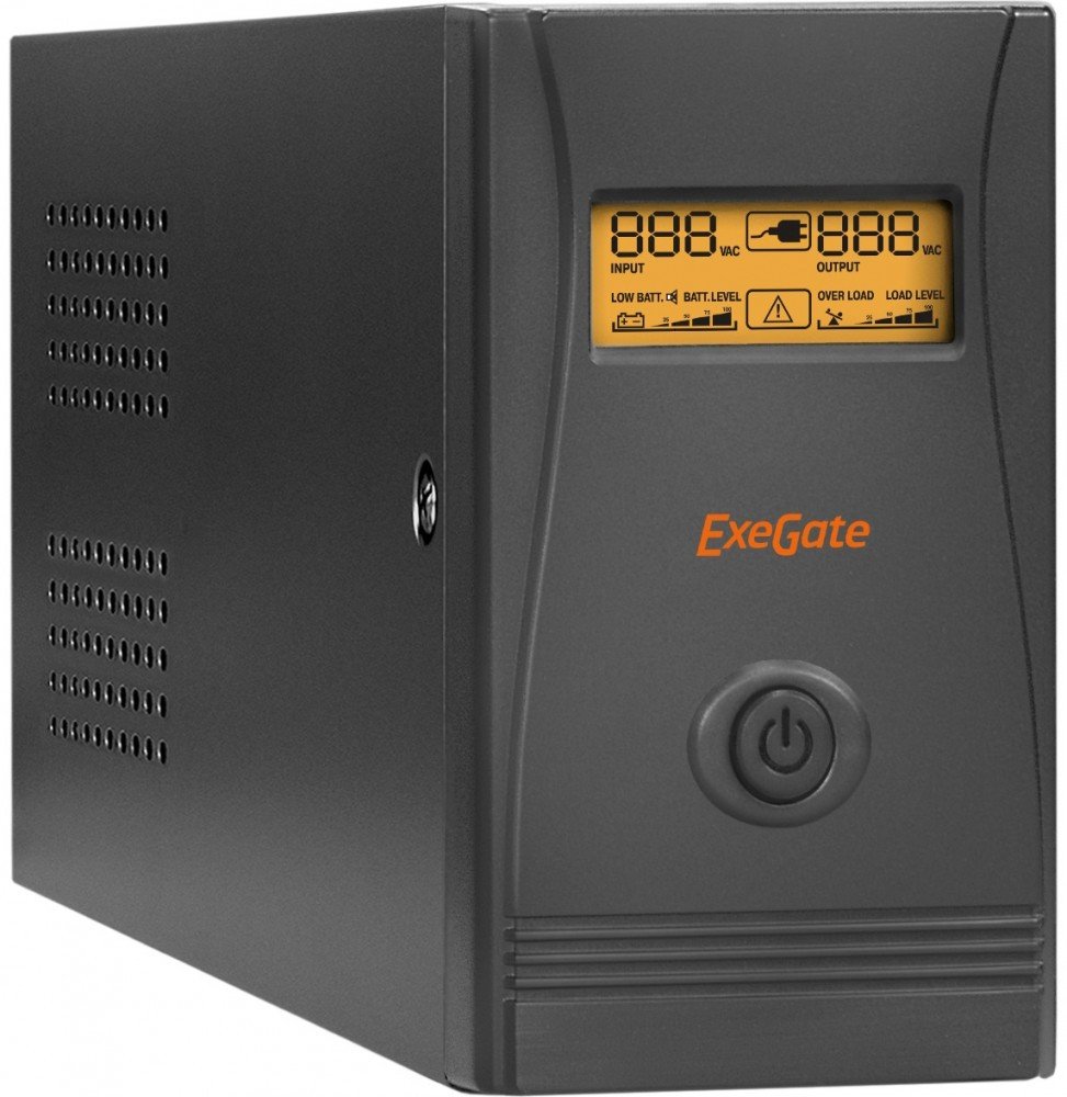 ИБП ExeGate EP285478RUS Power Smart ULB-850.LCD.AVR.EURO.RJ.USB (850VA/480W, LCD, AVR, 2 евророзетки, RJ45/11, USB, Black)